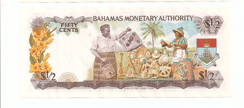 1968 Bahamas Monetary Authority 3 aufeinanderfolgende Banknoten mit niedriger Seriennummer - Bild 7 von 8