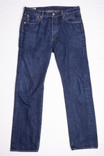 Levis Premium 501 Mens Dark Wash Blue Denim Button Fly Big E Jeans 34/34