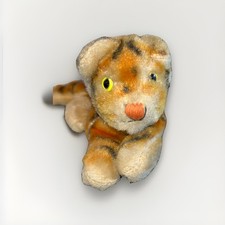 Vintage Steiff Tiger Cub 8 Lying White Mohair Yellow Eyes