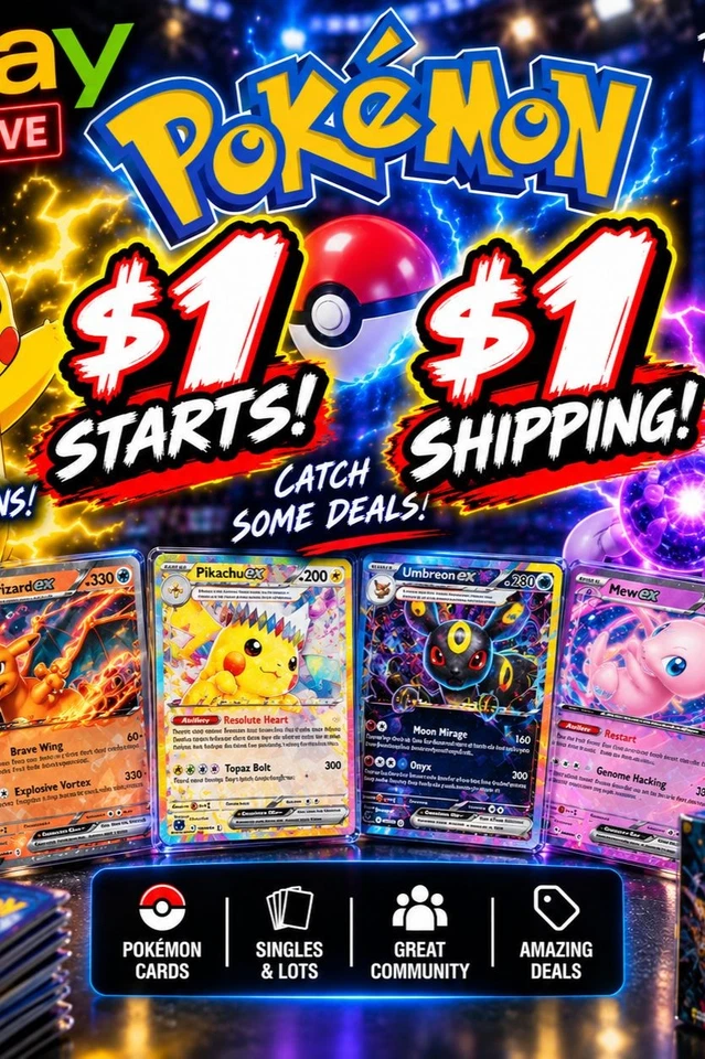 $1 START Pokémon Singles $1 SHIPPING
