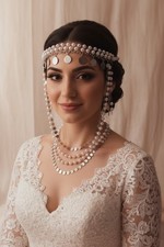 Armenian traditional layered headpiece with earrings and necklace for wedding