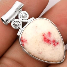 Natural Cinnabar 925 Sterling Silver Pendant Jewelry P-1597
