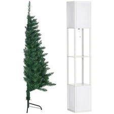 HOMCOM 5' Artificial Christmas Tree with Auto Open, Steel Base, Half Shape