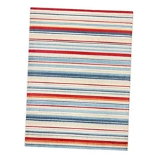  Rio Multicolor Stripe Indoor Outdoor Area Rug, UV Fade Resistant, High-Low 