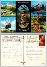 Victoria BC Canada Multi-View Postcard Empress Hotel Totem Parliament 1979