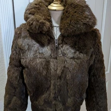 Luxurious Vintage Authentic Rabbit Fur Bomber Jacket