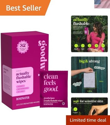 Flushable Wipes - Individually Wrapped Butt Wipe for On-the-Go Adults - Porta...