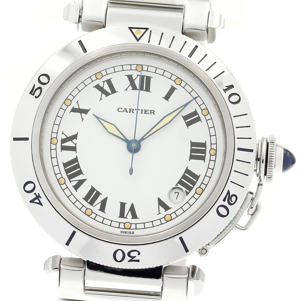 Cartier Pasha 38mm Automatic Men's Watch White Dial Roman Index W31005H3