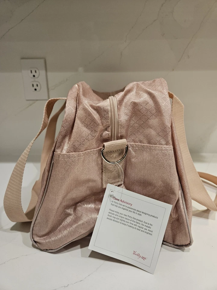 Nuevo bolso de lona Thirty One Girls todo empaquetado rosa rubor metálico Foto 4 de 4