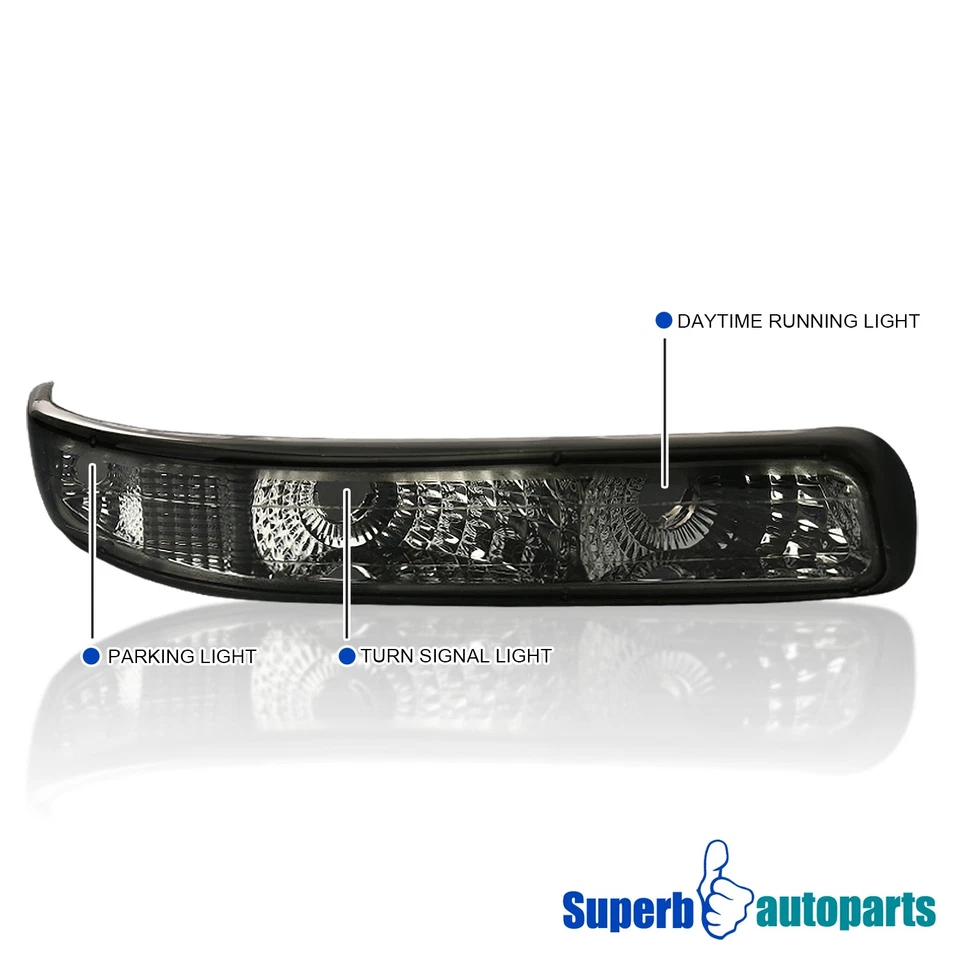 Fits 1999-2002 Silverado 99-02 Bumper Lights Signal Lamps 2000-2006 Tahoe Smoke Foto 3 de 4