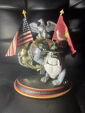 USMC Devil Dog Statue Figurine Always Faithful ATTEN-SHUN! Bradford Exchange USA