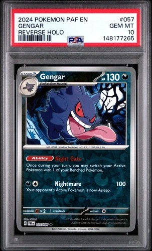 2024 POKEMON PALDEAN FATES #057 GENGAR REVERSE HOLO PSA 10 GEM MINT **LOW POP**