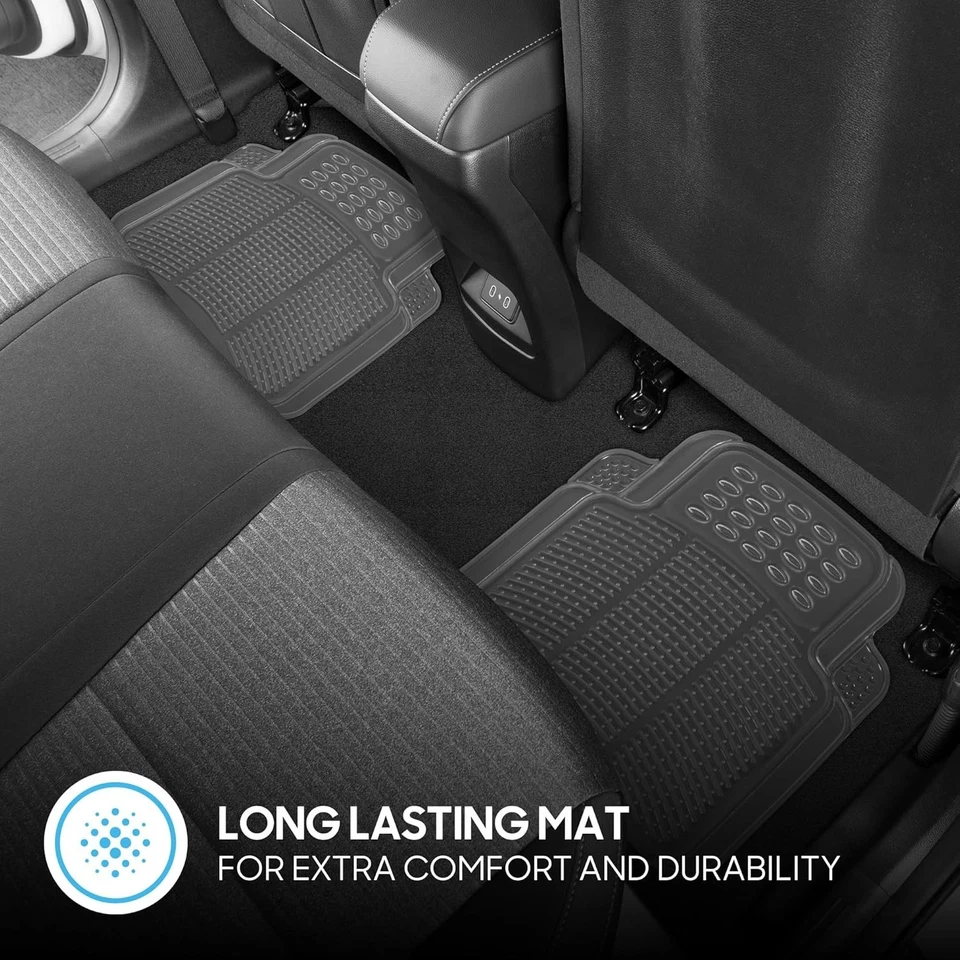 Alfombrillas transparentes de goma transparentes de 4 piezas de alta resistencia para coche delantero y trasero T... Foto 4 de 4