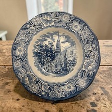 2 Rim Soup Bowls Staffordshire China Liberty Blue Staffordshire Made In England