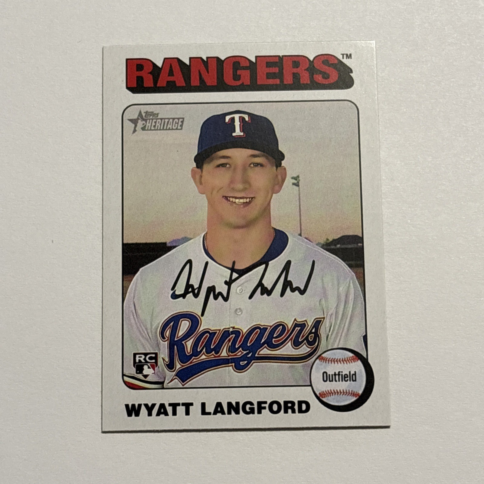 Wyatt Langford 2024 Topps Heritage White Border Parallel Rookie #581 Rangers 
