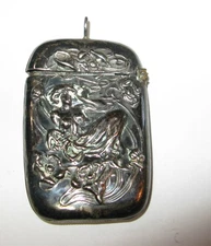Antique Sterling Silver Vesta Case Match Safe Box Repousse, Woman,