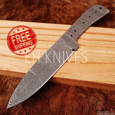 9'' Damascus Steel Blank Knife Blade   DIY Knife Making Project Custom Build