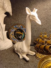 Giraffe. Mid-century Vintage Made In USA. 12 In Tall. Rare. Crackly White Finish