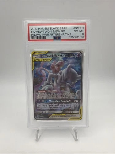 Pokémon Mewtwo & Mew GX Tag Team Card 2019 SM191 Promo, NM-MT PSA 8