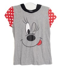 Disney Minnie Mouse Size M 7-9 Graphic Ringer Tee With Polka Dot Sleeves