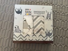 my little zone Little Sloths Changing Pad Cover 2-Pack 100 Cotton Gray/White