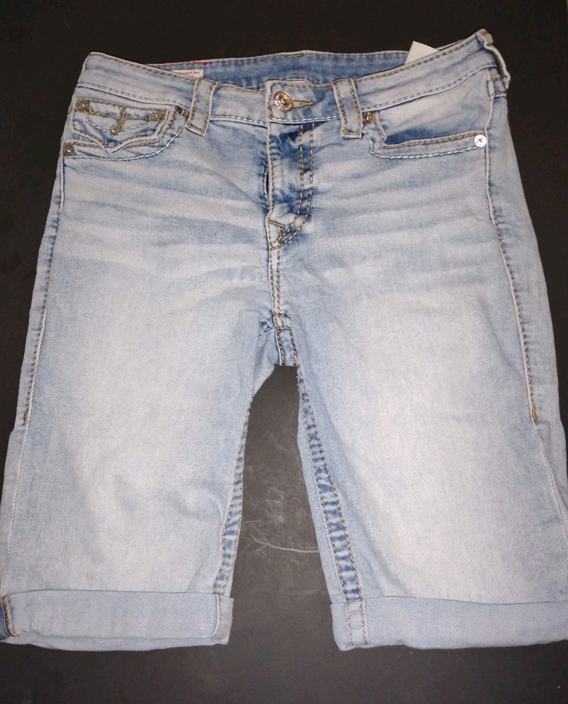 True Religion Jean Shorts Women 30 Curvy Knee Length JENNIE Denim Classic Ladies thumbnail 4