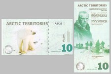 Arctic Territories 10 Polar Dollars Souvenir Note 2010 Eisbär Polymer