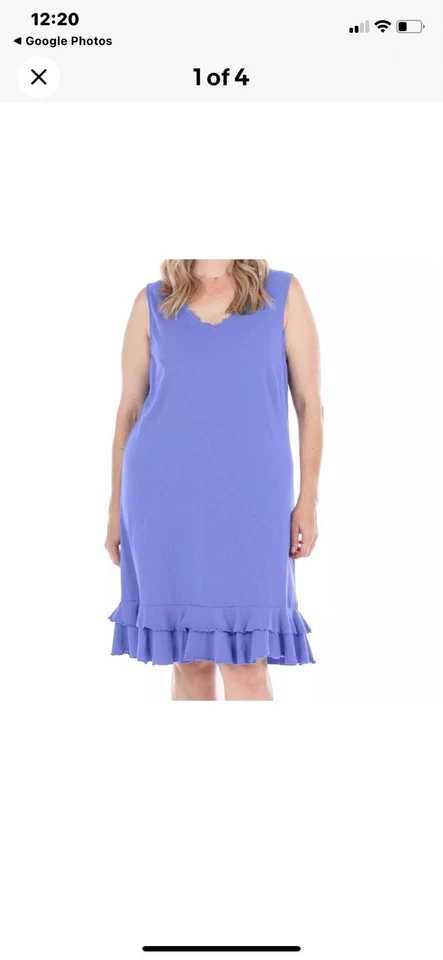 Vestido FRESH PRODUC 1X Peri AZUL AMANECER Algodón Calado Volantes Cuello en V $68 Nuevo con Etiquetas Nuevo Foto 3 de 4