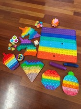 Sensory Fidget Toys Lot of 15 Rainbow Pop Its Spinners Fidget Cube More
