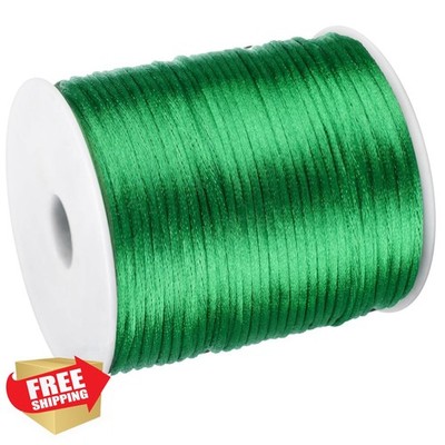 Green Satin Nylon Cord 2mm 300Feet Jewelry Macrame Beading Thread