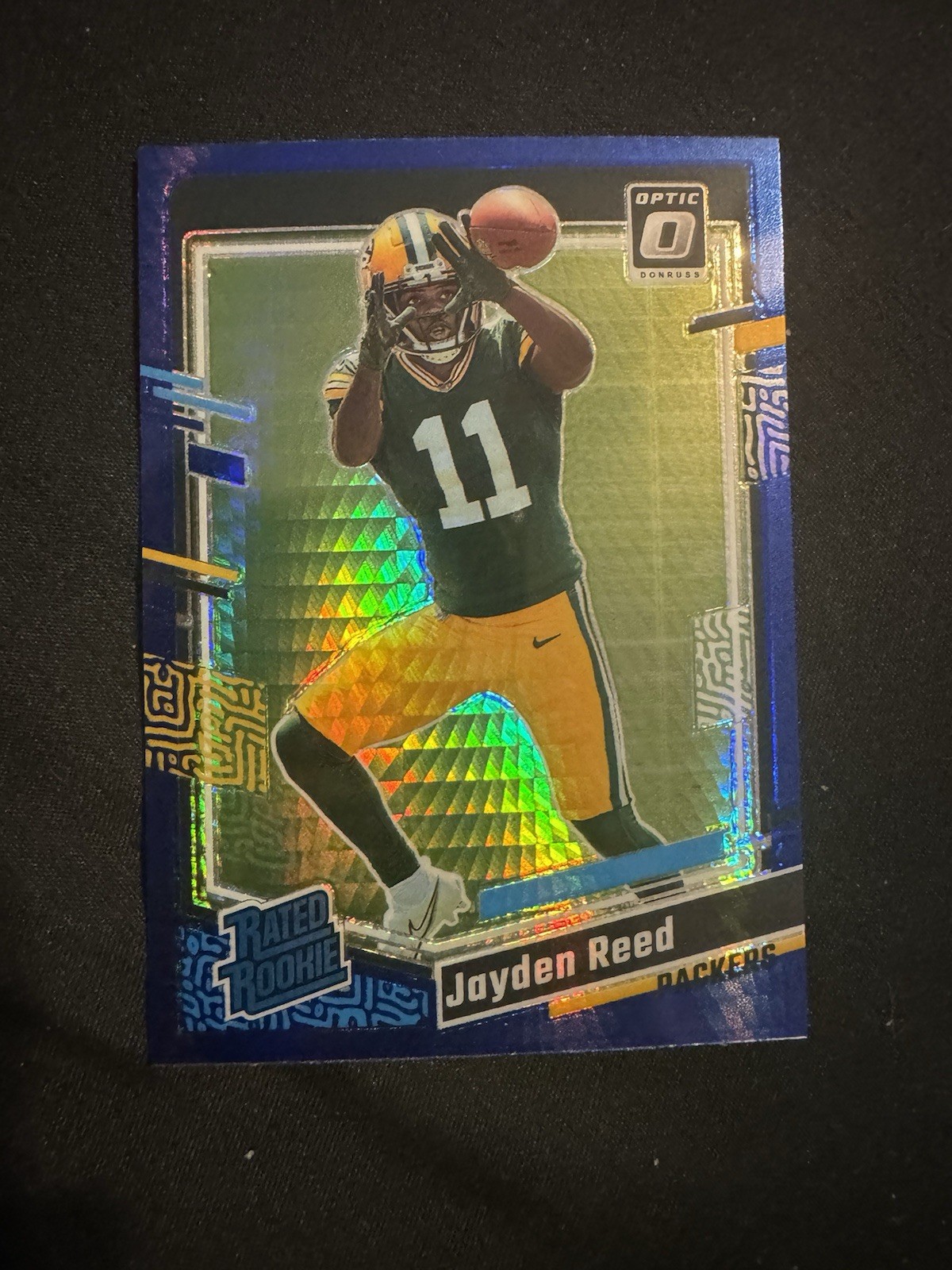 2023 Panini Donruss Optic - Rated Rookie Jayden Reed #239 Blue Hyper Prizm (RC)