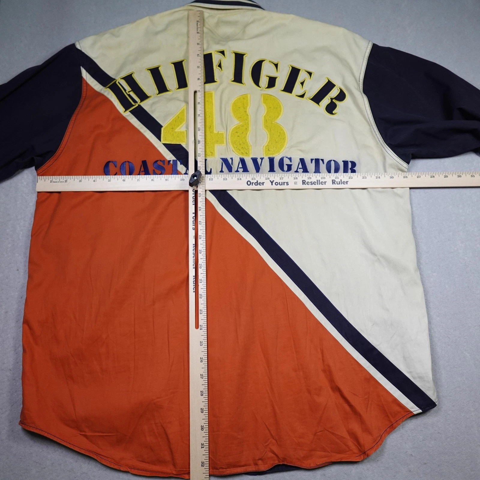 Vintage Tommy Hilfiger Shirt Mens Large Navy Coastal Navigator 48 Nautical 90s image 16
