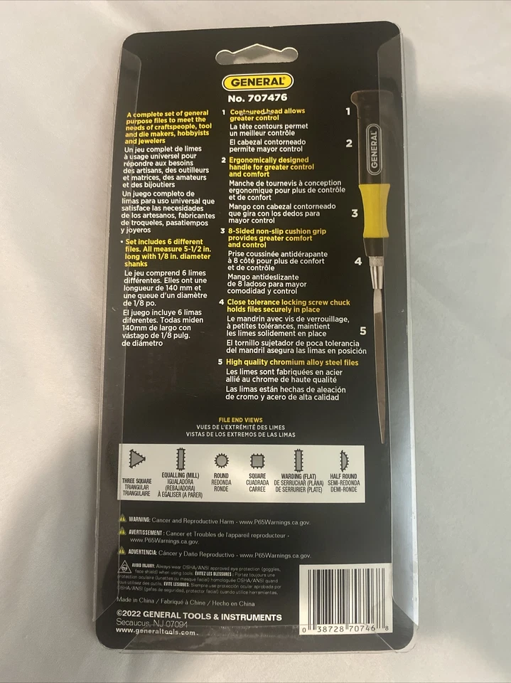 General Tools 707476 Needle File Set,Swiss,6 Pieces - Image 3 of 3