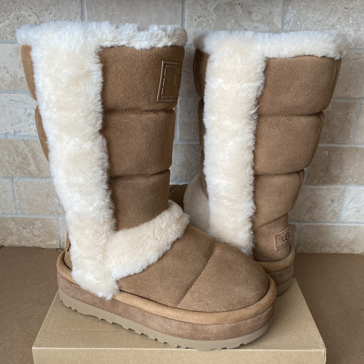 UGG CLASSIC CHILLAPEAK TALL CHESTNUT SUEDE FUR PLATFORM UGG CLASSIC CHILLAPEAK TALL CHESTNUT SUEDE FUR PLATFORM