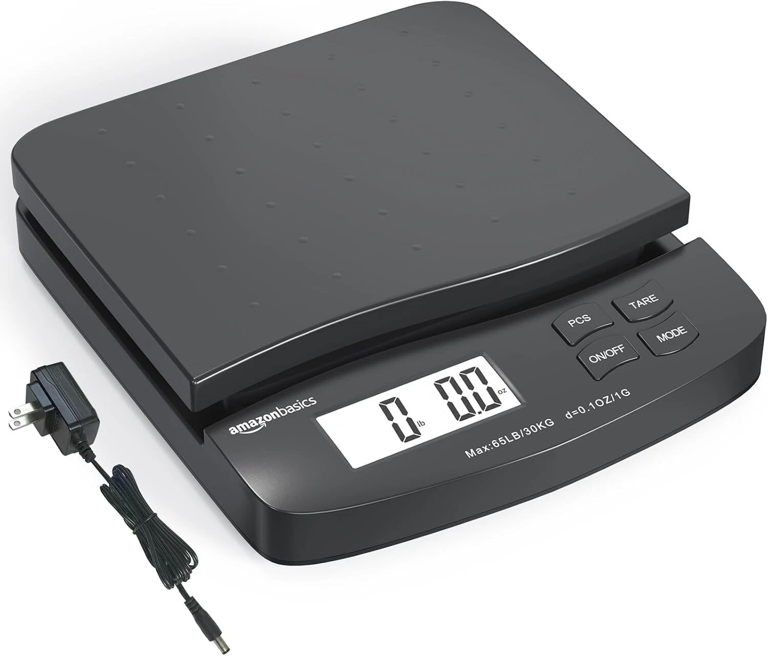 Amazon Basics Digital Postal Table Top Scale, AC Adapter, 65 pound, Black