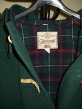 Gloverall Womens England Duffle Hooded Wool Coat Green Size 12 Toggles