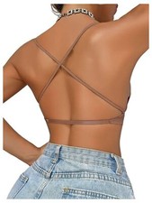 Women's Seamless Wireless Low Back Bra Backless Padded Convertible Halter Bra...