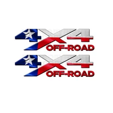 4x4 Texas Flag NO DEER Head Decals Truck - OFF ROAD Stickers - 2 Pack MATTE