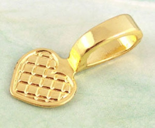 100 PCS Gold plate heart glue on bail Charms FC11586GP