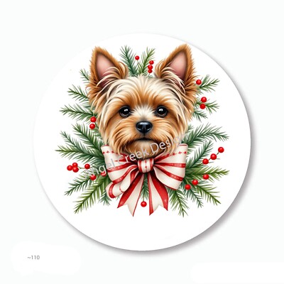 Yorkie Terrier Christmas Scrapbook Stickers Favors Dog Labels Envelope ...