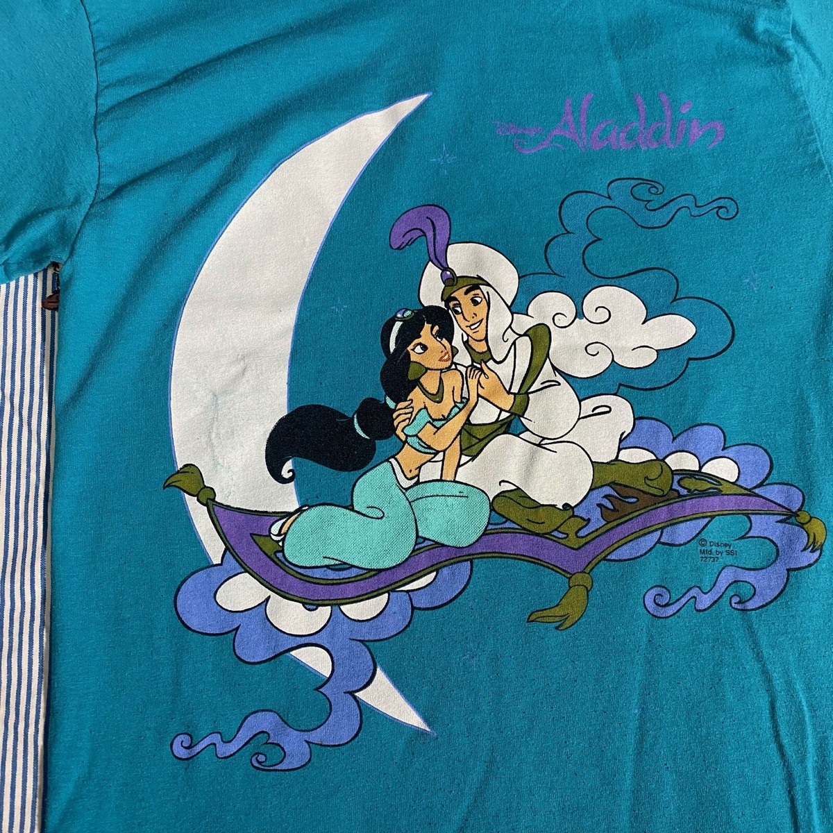 キッズ古着 vintage Disney Aladdin jasmine Tee YOUTH Vintage Disney ALADDIN Teal Graphic T shirt Kids