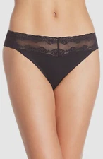 $20 Natori Womens Black Bliss Perfection Low-Rise Stretch Lace Thong Sz OS