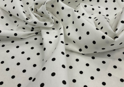 VIP CRANSTON - BLACK 1/4'' POLKA DOTS ON WHITE COTTON-- BY THE YARD