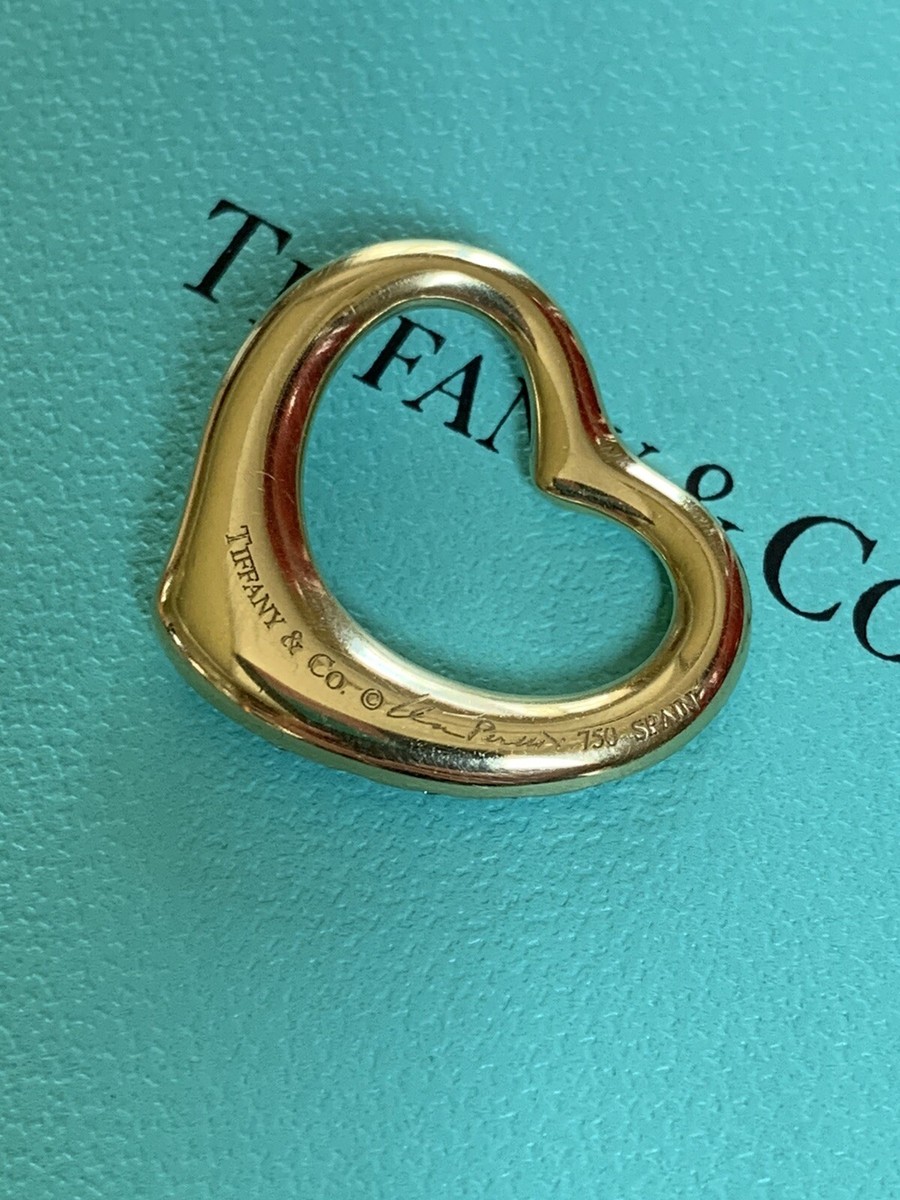 正規品　Tiffany & Co. Open Heart チャーム　ダイヤ Tiffany & Co 18K Elsa Peretti Diamond Open Heart 22mm Necklace 8.6