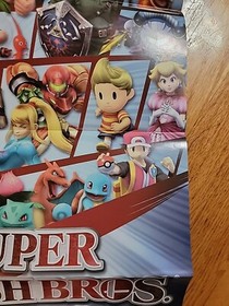 2008 Official Super Smash Bros. Brawl Mario 2 Sided Poster Nintendo Wii RARE Nes