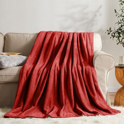 Wende Fleece Überwurf weich warm extra groß Schlafsofa Uni Decke Double King