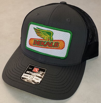 DEKALB SEED Patch on Richardson 112 Trucker Hat Snapback Charcoal/Black 