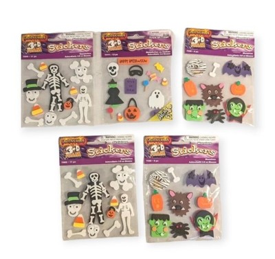 Halloween 3D Stickers NOS Packs Foam Creative Hands Vampire Monster Skeleton Lot
