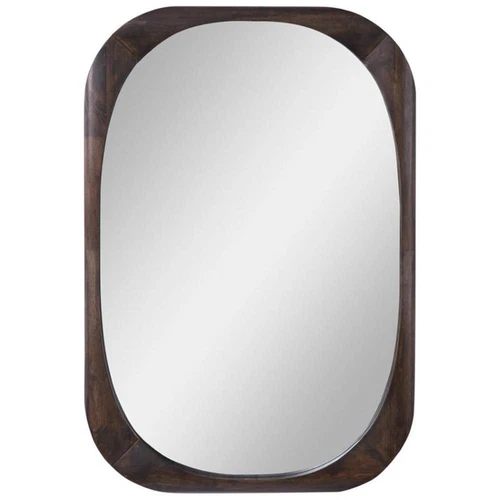 Uttermost Sheldon Mid-Century Rubberwood and MDF Mirror in Dark Walnut - Picture 1 of 6