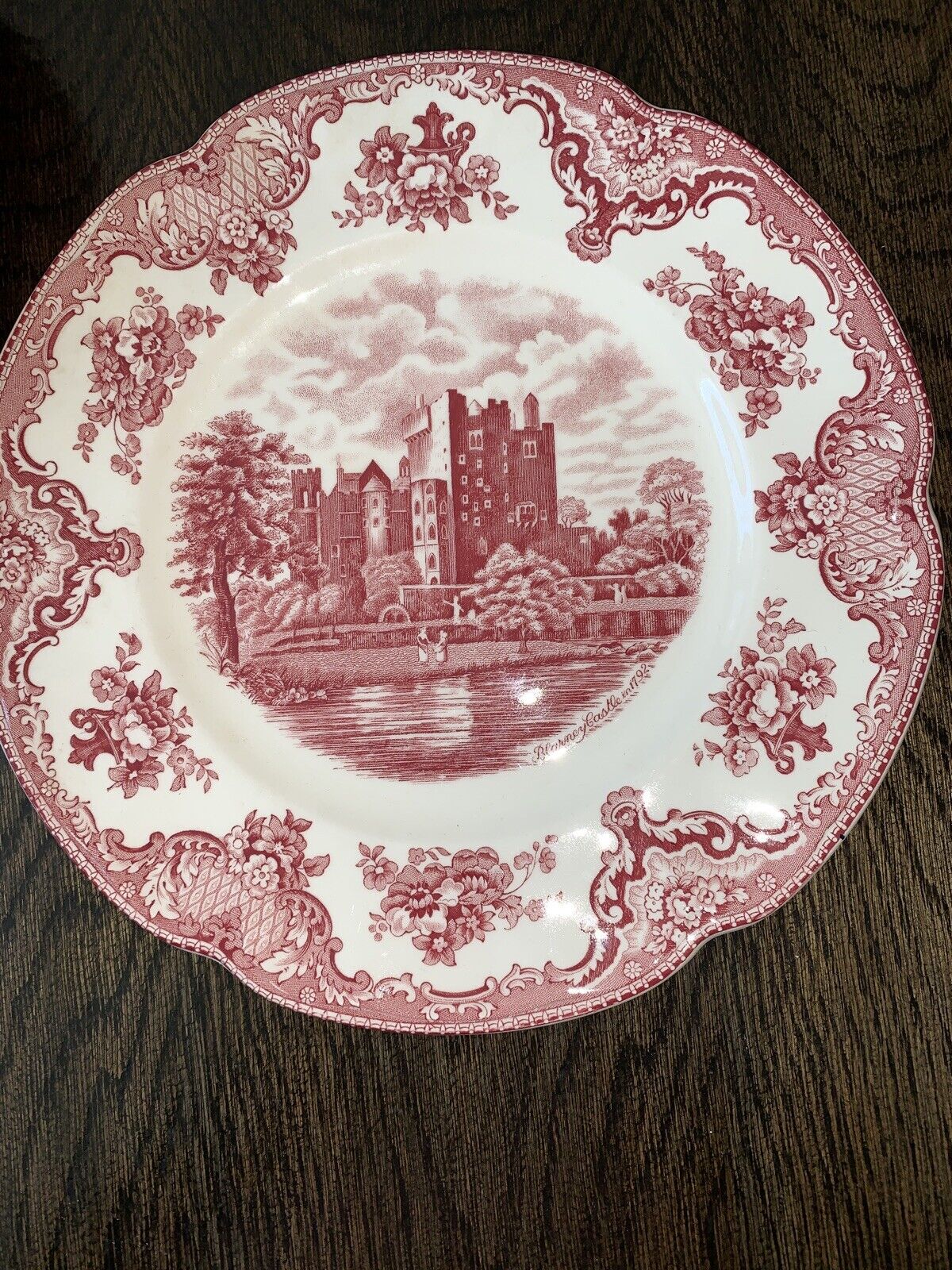 JOHNSON BROS 10" dinner plate pink OLD BRITAIN CASTLES BLARNEY CASTLE  1792 MINT